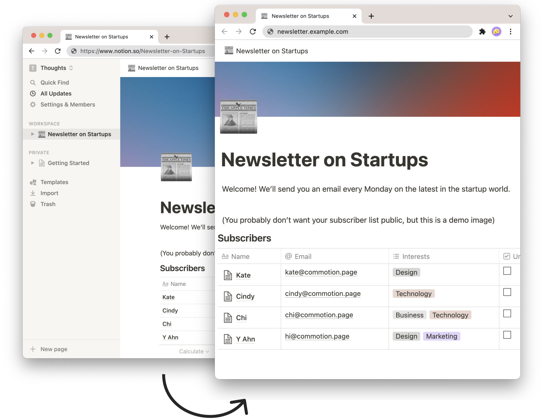 Create Forms Websites And Email Lists With Notion